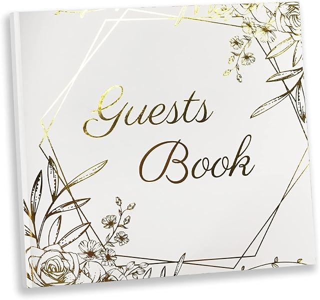 KiDEPOCH Wedding Guest Book 32 Pages Photo Album Sign-in Guest Book with Gold Foil & Gilded Edges, 8.5 × 8.5 Guest Book for Wedding Hard Cover Book with Thick White Paper