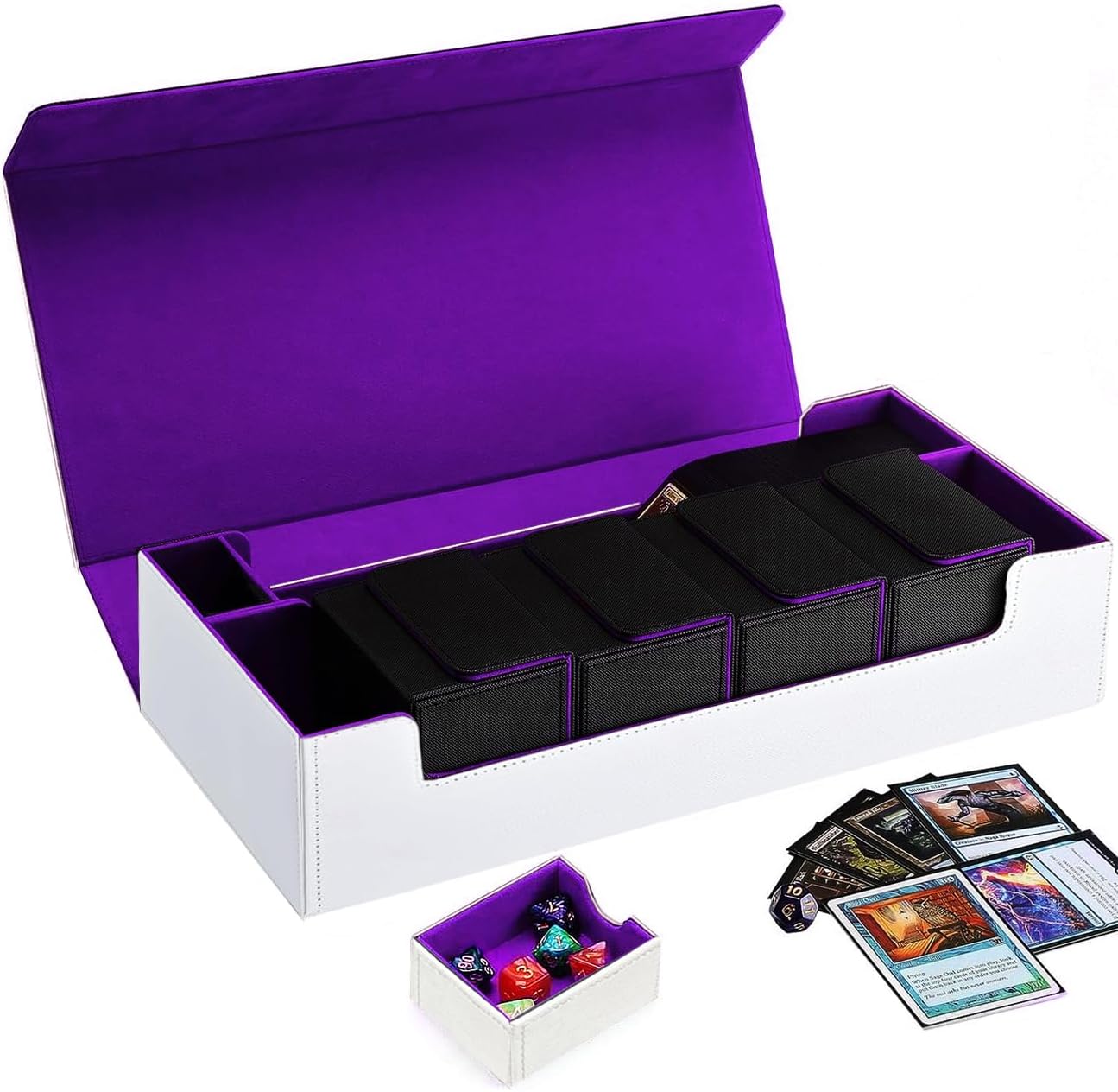 Premium Trading Card Storage Case TCG Deck Box Holds 800+ Sleeved Cards for MTG, YuGiOh, Uno, Sport with Strong Magnet Closure(W&P)