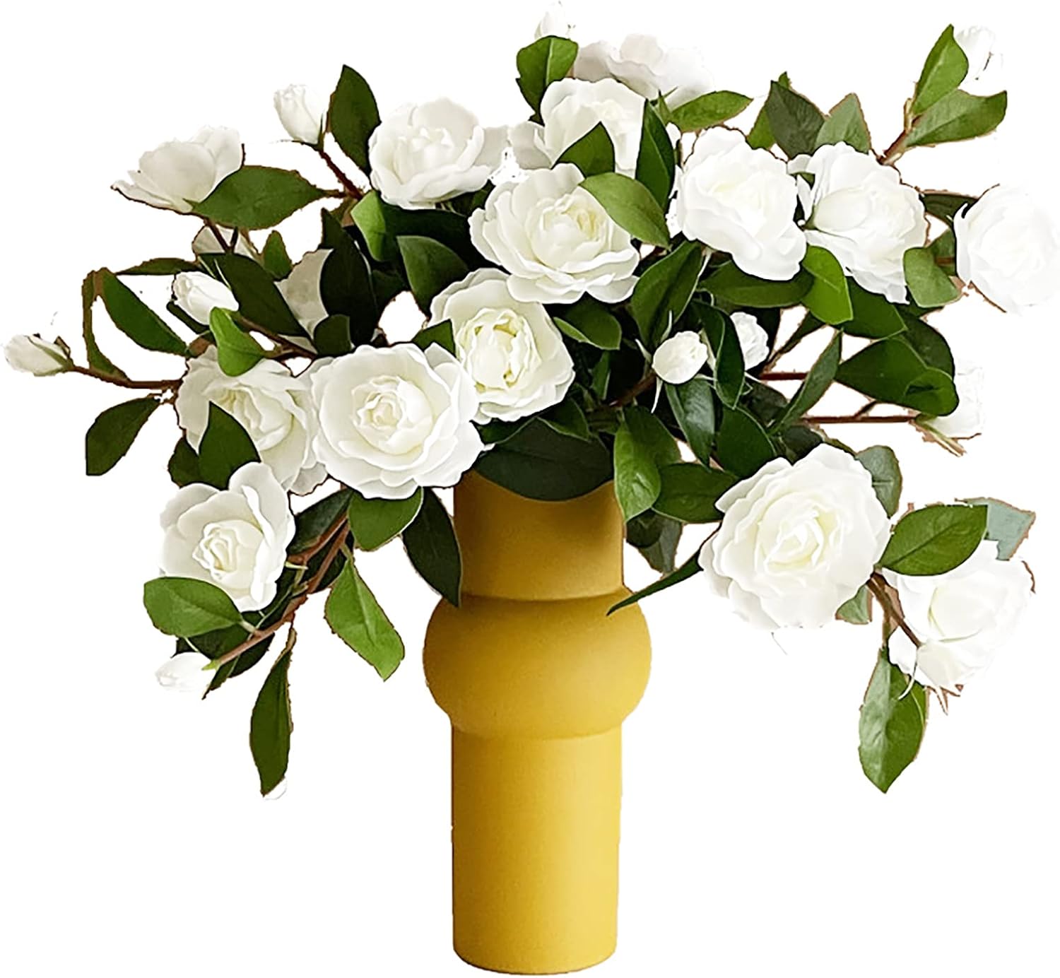 5 Bundle Artificial Flowers White Gardenia Flowers Stem Real Looking Fake Peony