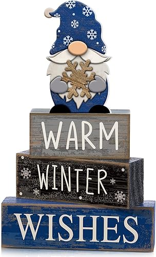 Miniatura 11 de 4 piezas de decoración de mesa de Navidad de madera de Papá Noel, decoración de bandeja escalonada de Navidad, letrero decorativo de bloques de Papá