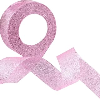 la cinta, el cabello, Cinta for envolver regalos, cinta de organza con purpurina transparente for decoración artesanal de bodas, envoltura de regalos, oro negro (color: Roze) (color: Geel) (Color : R