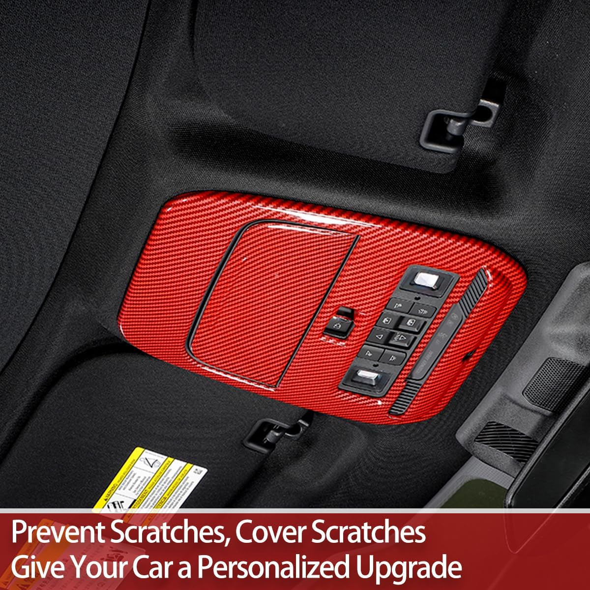 GZXinWei Interior Accessories for Ford F150 2021 2022 2023 2024 2025 2026 Overhead Console Panel Glasses Holder Trim Cover Red Carbon Fiber Style Sticker