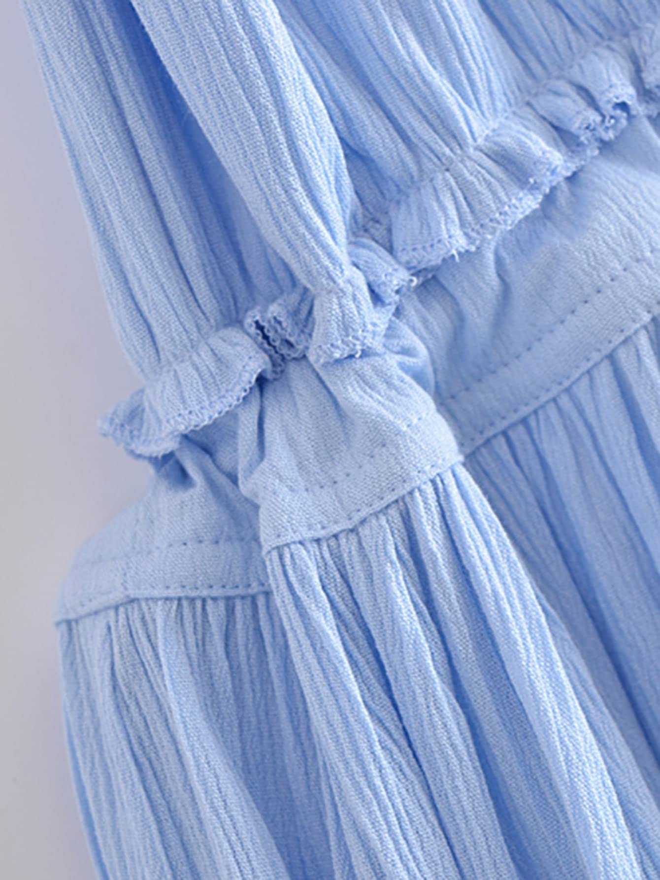HZ.BEHAVE Dresses for Women Dobby Mesh Self-Tie Ruffled Halter Dress (Color : Baby Blue, Size : M) : Buy Online at Best Price in KSA - Souq is now Amazon.sa: Fashion HZ.BEHAVE Dresses for Women Dobby Mesh Self-Tie Ruffled Halter Dress (Color : Baby Blue, Size : M) : Buy Online at Best Price in KSA - Souq is now Amazon.sa: Fashion