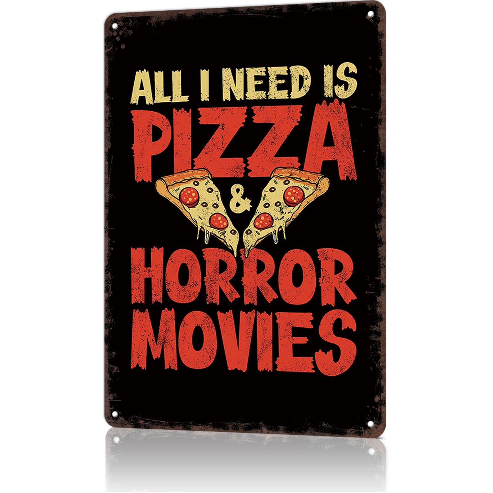 Funny Vintage Metal Signs Pizza Horror Movies -Tin Sign Poster 8x12inch