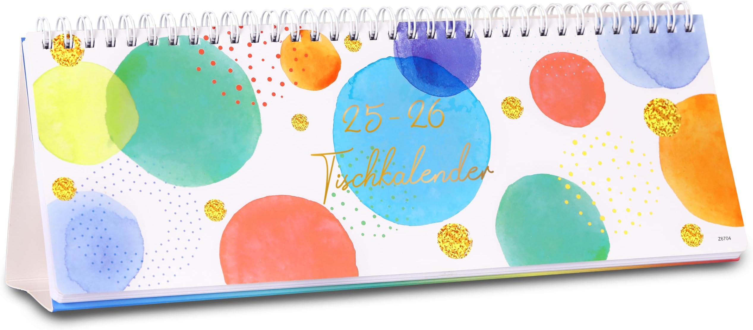 Tischkalender 2026 Wochenplaner - Colorful Bubbles Design 29,5x10,5 Cm
