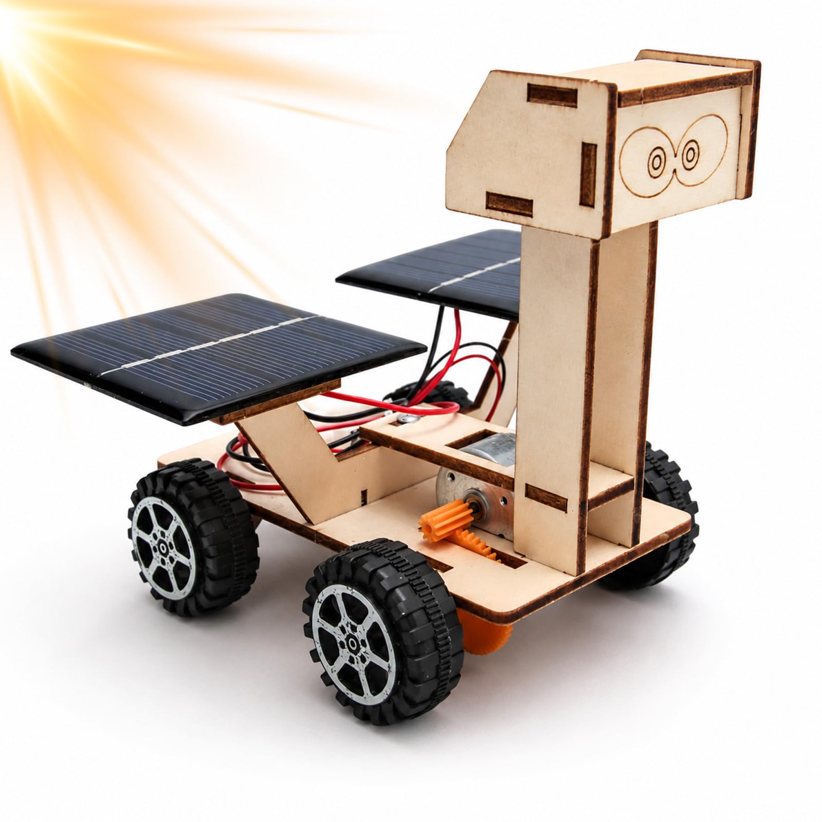 DIY Solarbetriebener Mondrover, Solar HolzMondrover Bausatz, Solarbetriebenes 3D Holzpuzzle, Space Exploration Baukasten, DIY Technik Kit,Experimente Bastelset für Jungen und Mädchen