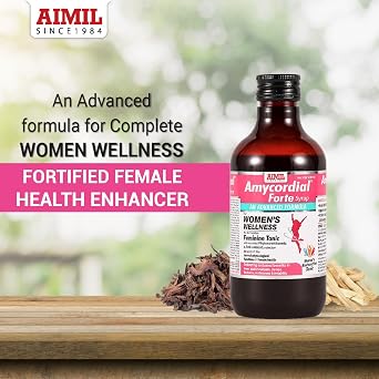 AIMIL Amycordial Forte Syrup - 200ml | Women Wellness | Feminine Tonic | Enriched with Antioxidants | Ashoka, Lodhra, Shatavari