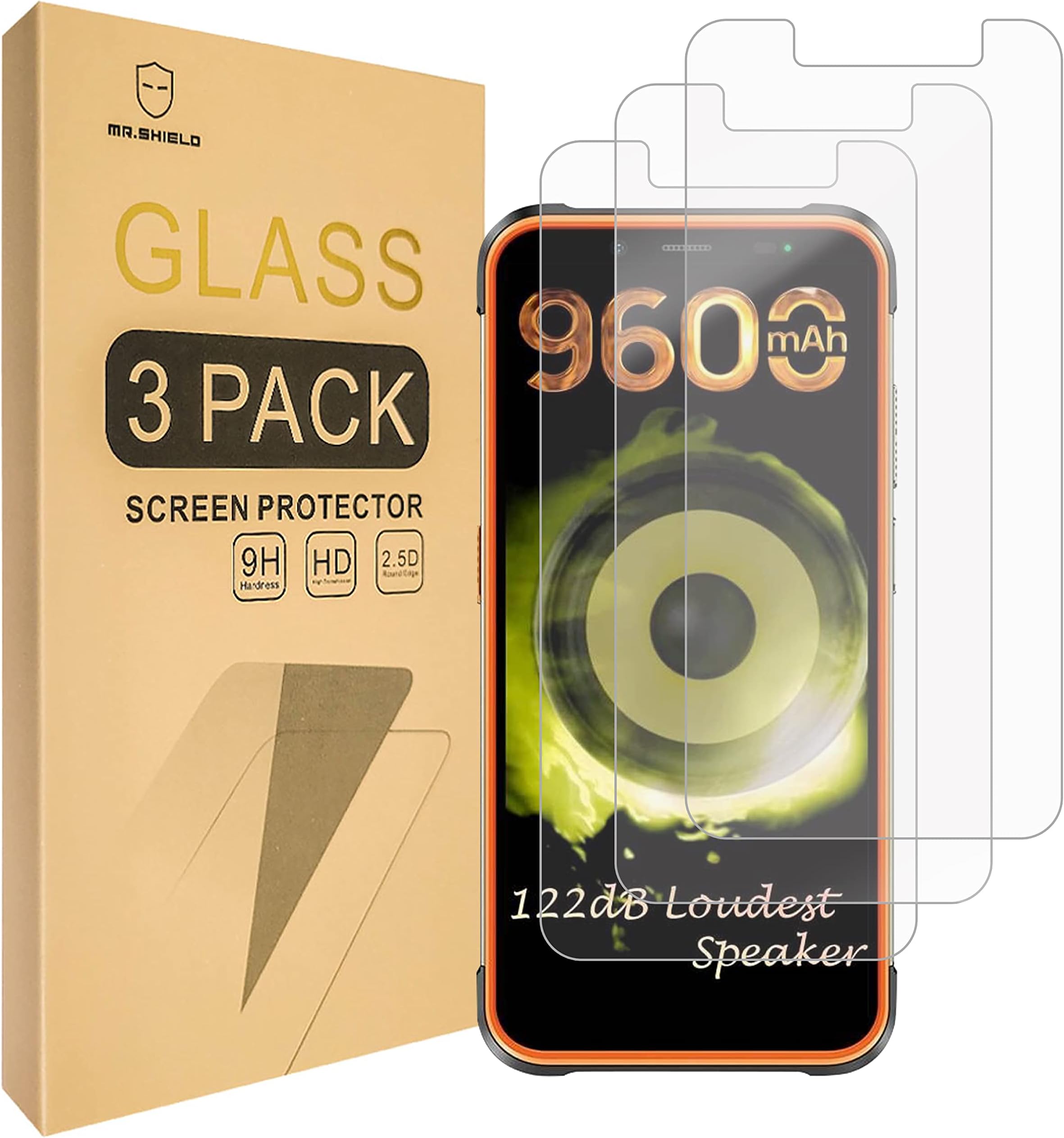 Mr.Shield Screen Protector compatible with Ulefone Power Armor 16S / Power Armor 16 Pro [Tempered Glass] [3-PACK] [Japan Glass with 9H Hardness]