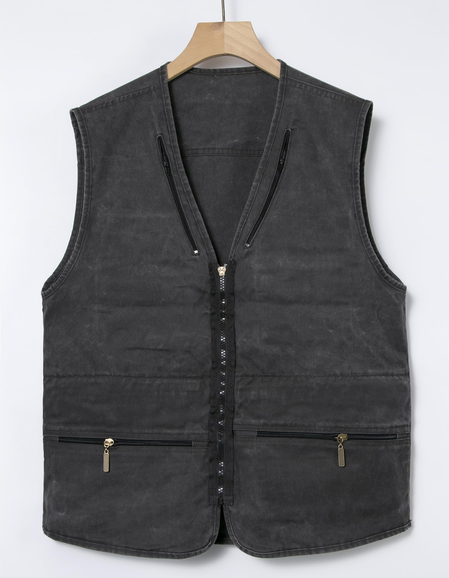 Homme Gilet de Pêche Veste de Photographie Casual Manteau sans Manche d'extérieur Camping Décontracté Multi Poches Pêche Gilets Coton