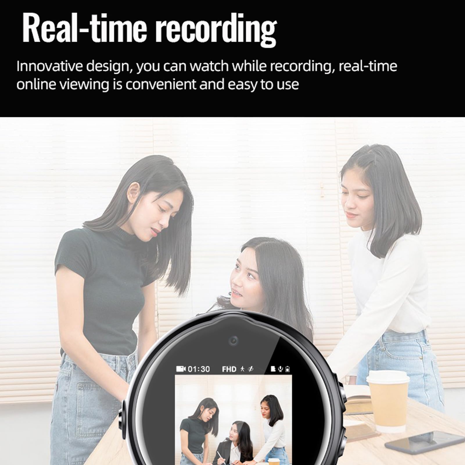 Reloj Grabadora de Voz, AI Inteligente Gran Angular Grabadora de Voz Pulsera Sincronización Tiempo HD Reducción de Ruido para Clase para Reunión (16g)