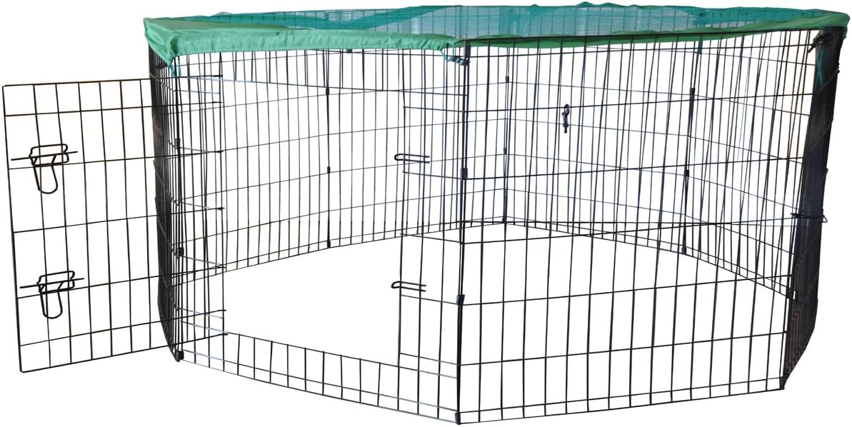 Cool Runners Wire X Pen with Sun/Rain Security Cover and Gate (24-Inchs High x 24-Inchs Wide Per Section)