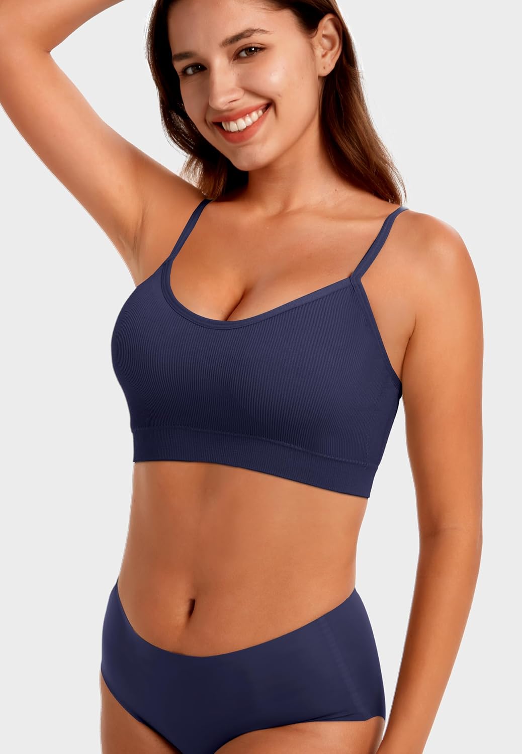 Angelhood Sports Cami Bras Pack for Women - Basic V-Neck Padded Seamless Bras with No Underwire - Image 7