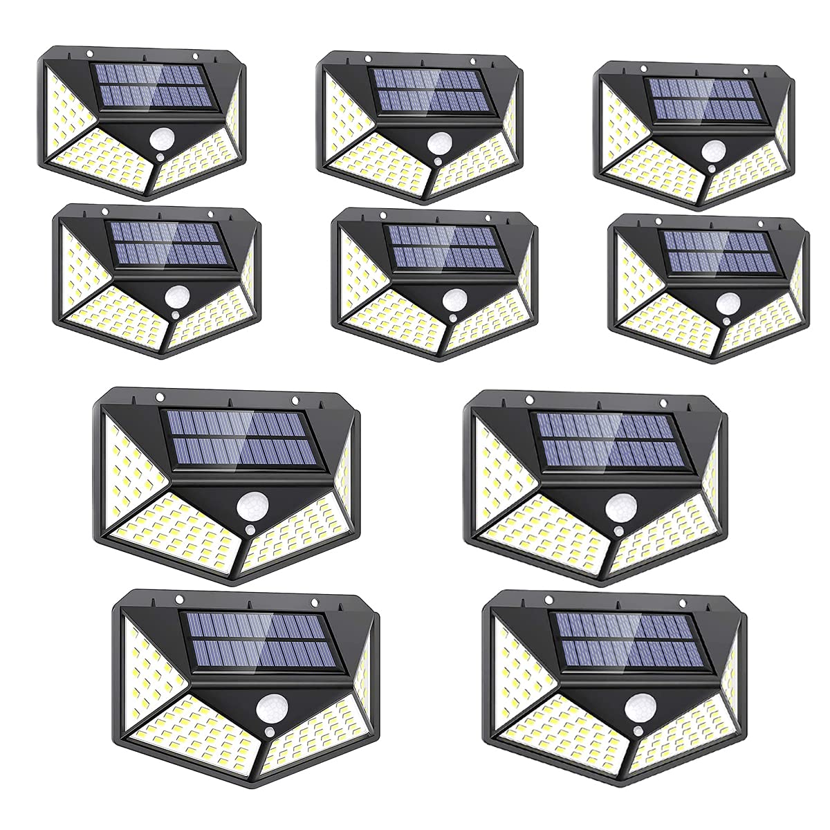 BELIONERA Automatic Motion Sensor Solar 100 LED Light Garden Outdoors Terrace | Bright Wireless Security Motion Sensor Night Light Security Home Door lamp (Black-Pack 10)