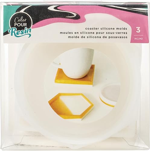 AMERICAN CRAFTS Molde de color para verter 3 piezas, posavasos - círculo, cuadrado y hexagonal
