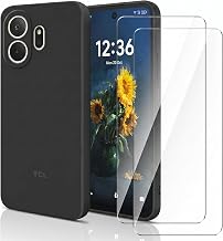 Case Compatible with TCL NxtPaper 70 Pro with 2 Pieces Tempered Glass, Shockproof Slim Soft Silicone Protective Case Cover Black