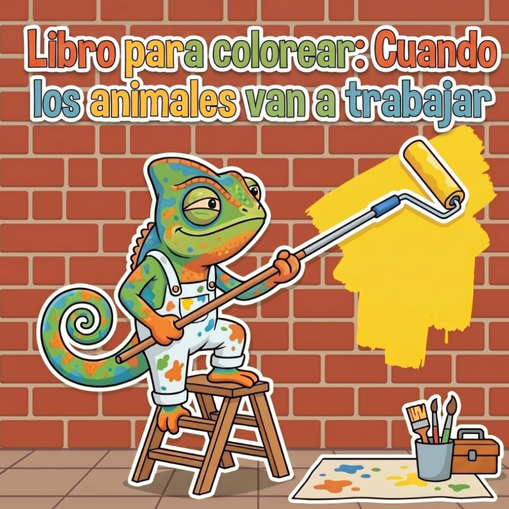 Libro para colorear: Cuando los animales van a trabajar: 50 divertidos diseños de animales con profesiones para niños de 4 a 8 años