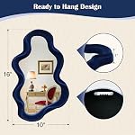 Wall Mounted Mirror Makeup Mirror Cloud Shape with Flocking Frame, Housewarming Gift Wall Art Home Decor for Bedroom, Bathroom, Entryway, Living Room, Wedding (Indigo Blue, 25.5x40.5cm)