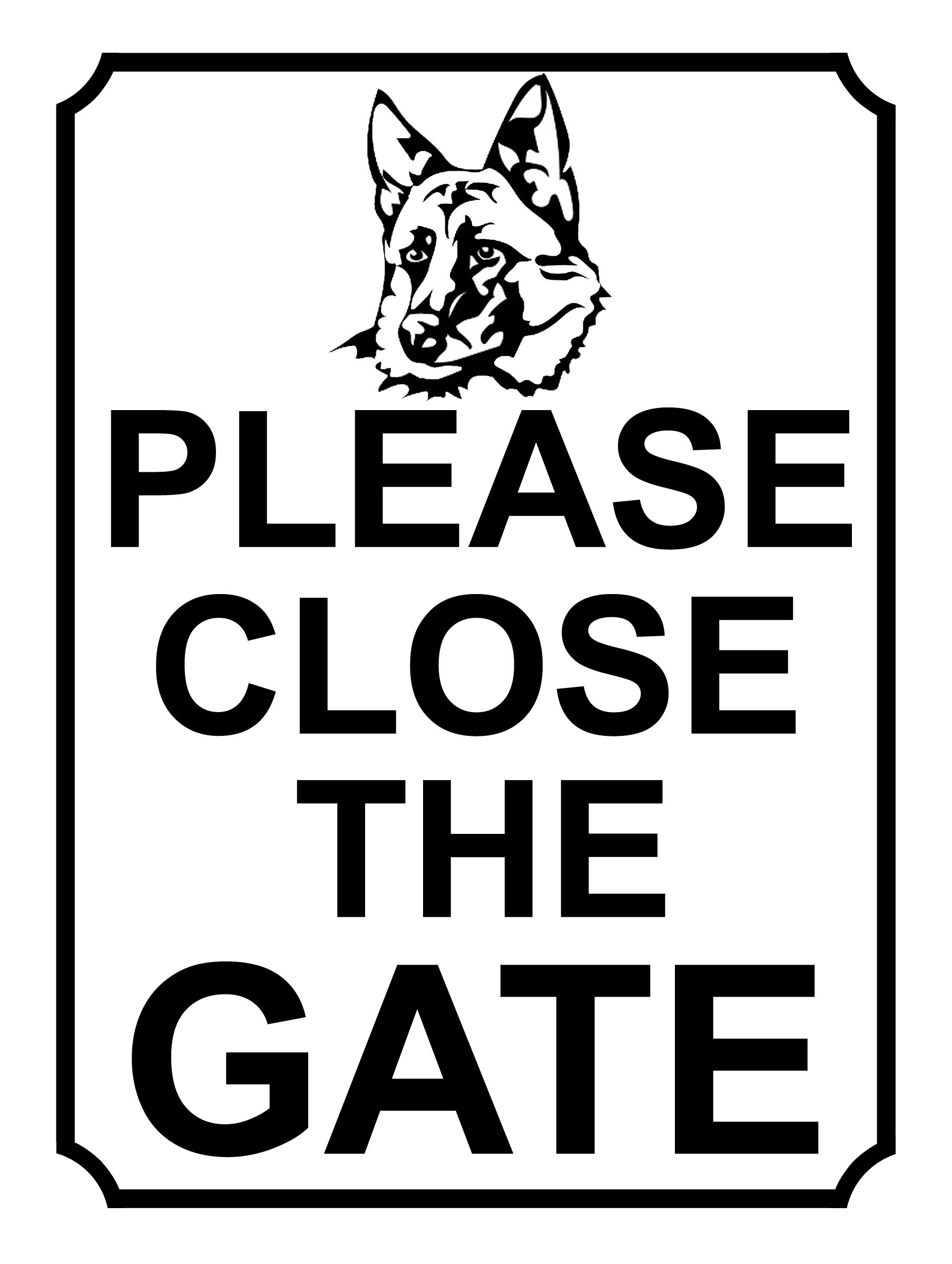 SHAWPRINT PLEASE CLOSE THE GATE DOG THEME METAL SIGN 267MM X 200MM (376H1L) LARGE 10" X 8"