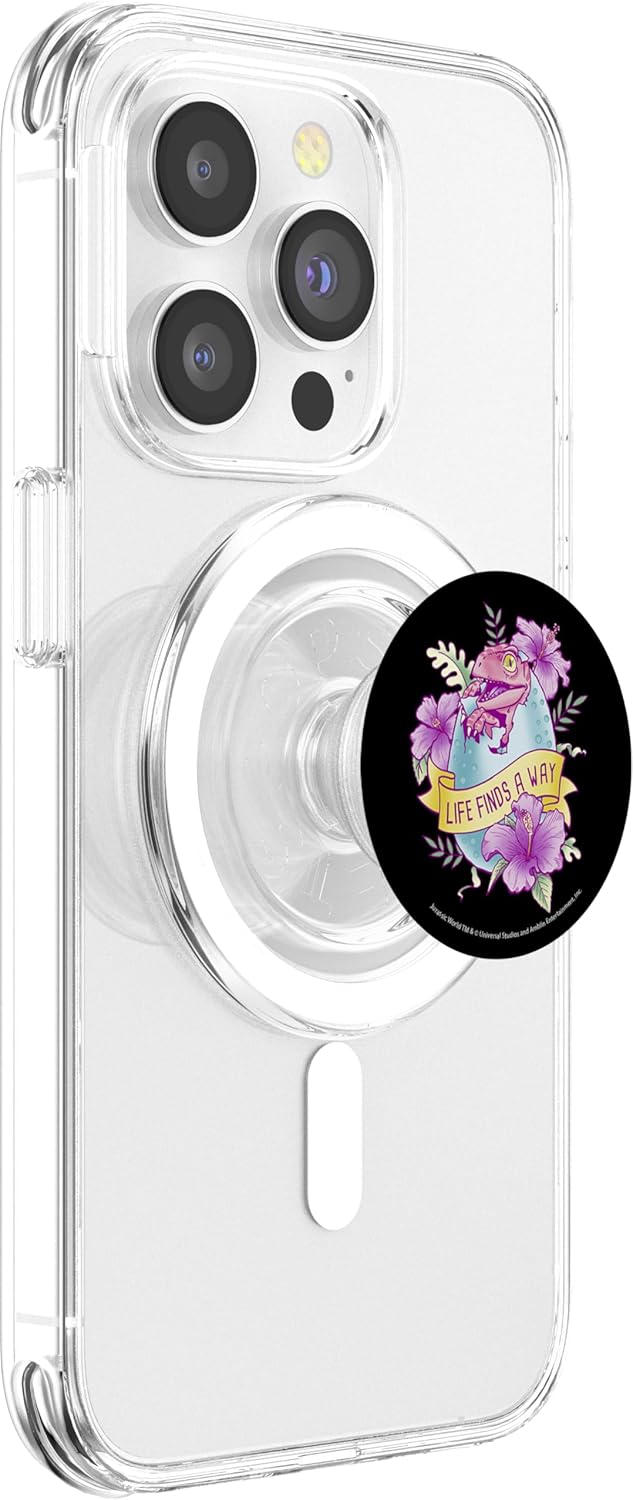 Jurassic Park Bright Raptor Egg Life Finds A Way PopSockets PopGrip for MagSafe