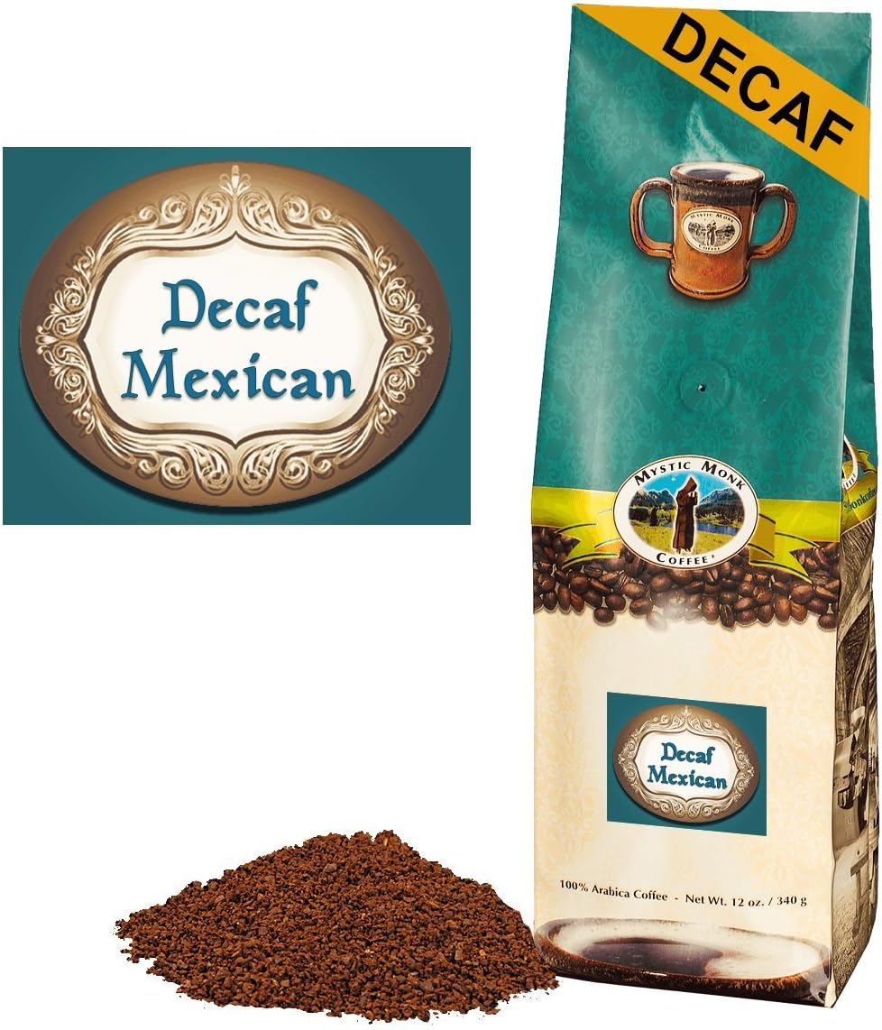 Mystic Monk Coffee: Decaf Mexican Ground Coffee (Swiss Water Process 100% Arabica Coffee) - 12oz