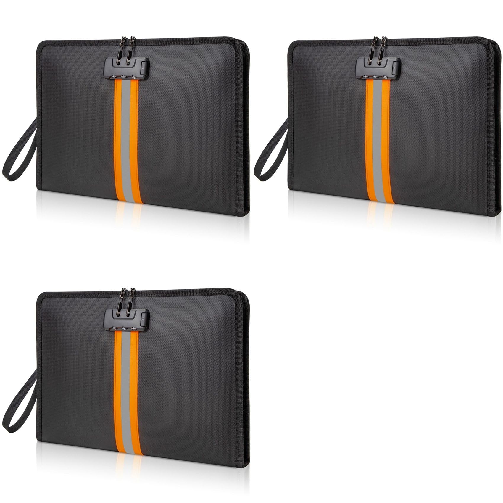 3X Borsa Portadocumenti Ignifuga con Lucchetto, Borsa Portasoldi Ignifuga da 13x9,2 Pollici, con Cerniera e Lucchetto, Adatta per Tablet e Documenti A4