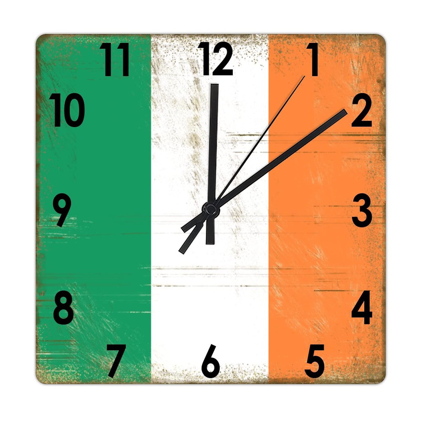 Horloge murale en bois Irlande 38cm vintage et silencieuse