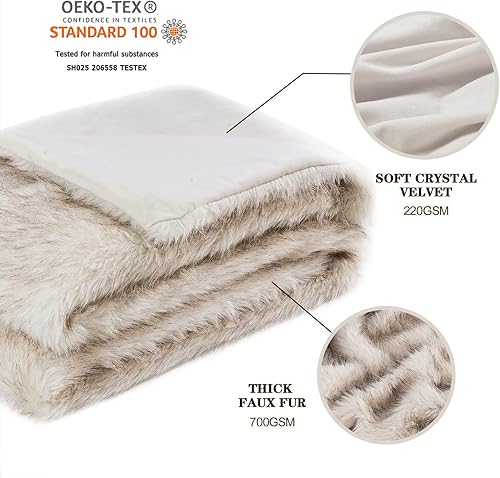 Miniatura 3 de Krifey Manta blanca de piel sintética de lujo, manta gruesa y esponjosa para sofá, cama, sofá, manta decorativa cálida y acogedora como regalo de