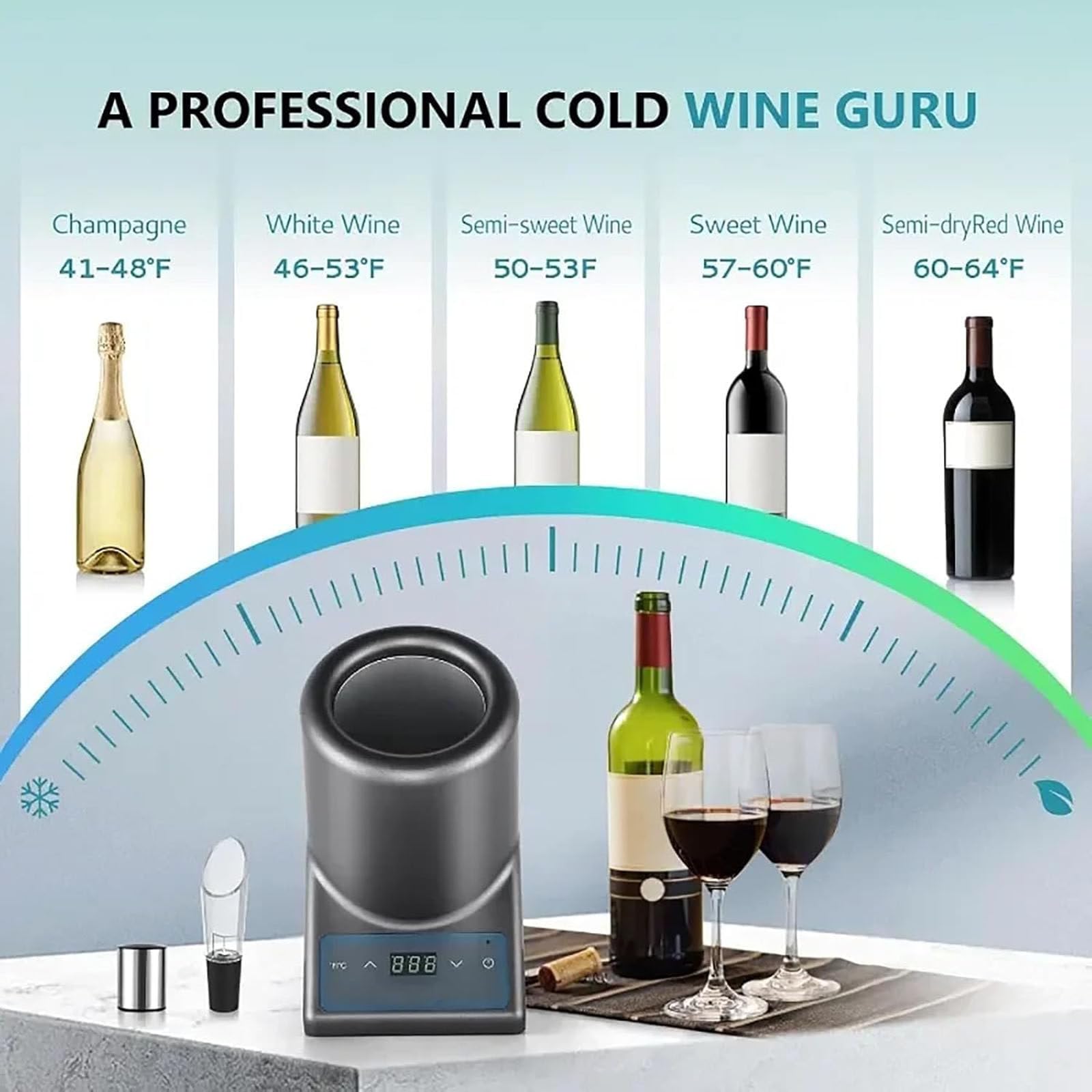 Mini Enfriador Eléctrico De Botellas De Vino, Enfriador Rápido De Champán para Bebidas, Vino Tinto O Blanco De 750 Ml, para Amante del Vino