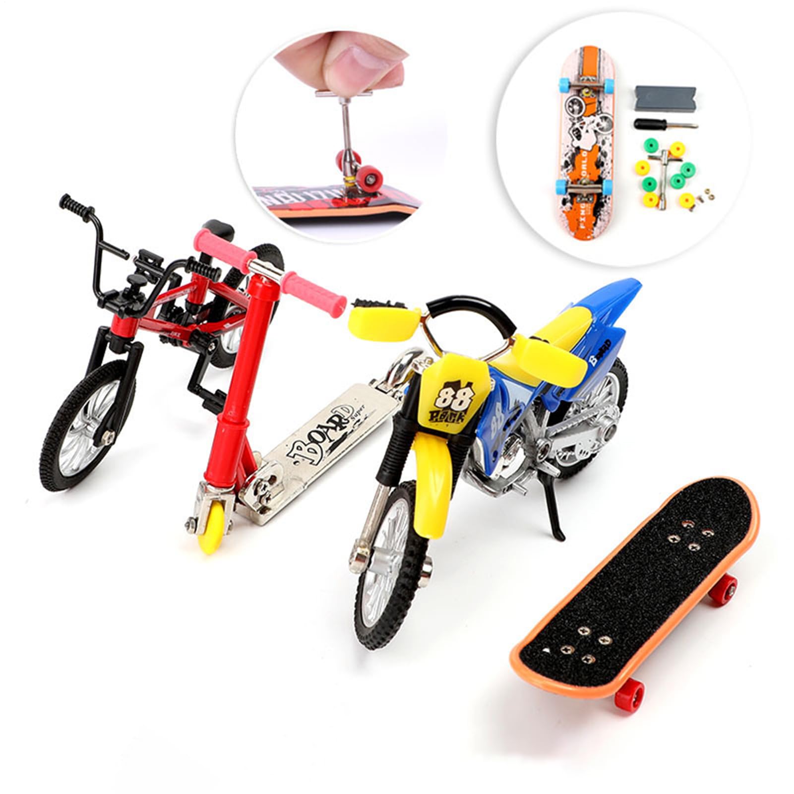 Finger Skate Park Kit - Mini Skater Set, Dedales de | Pequeña rampa para niños y Pista de obstáculos con Herramientas de reparación, configuración de Teclas para niños y niños Que aprenden
