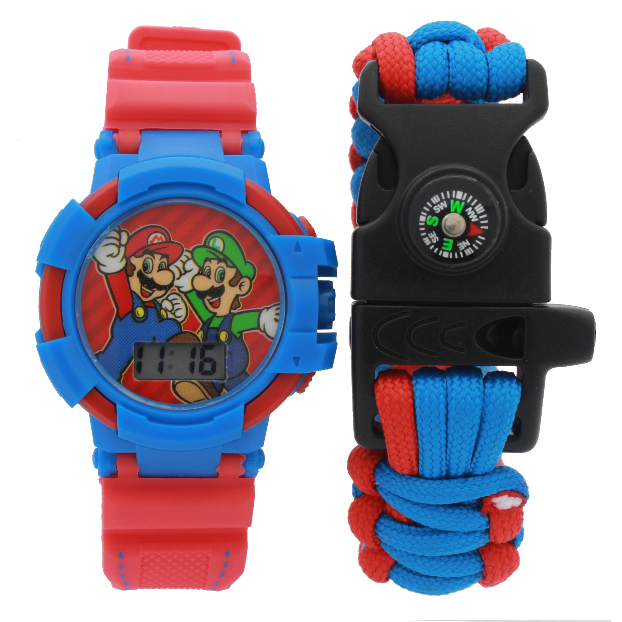 Super Mario Kids LCD Watch & Survival Paracord Gift Set - Red (GSM40022AC)