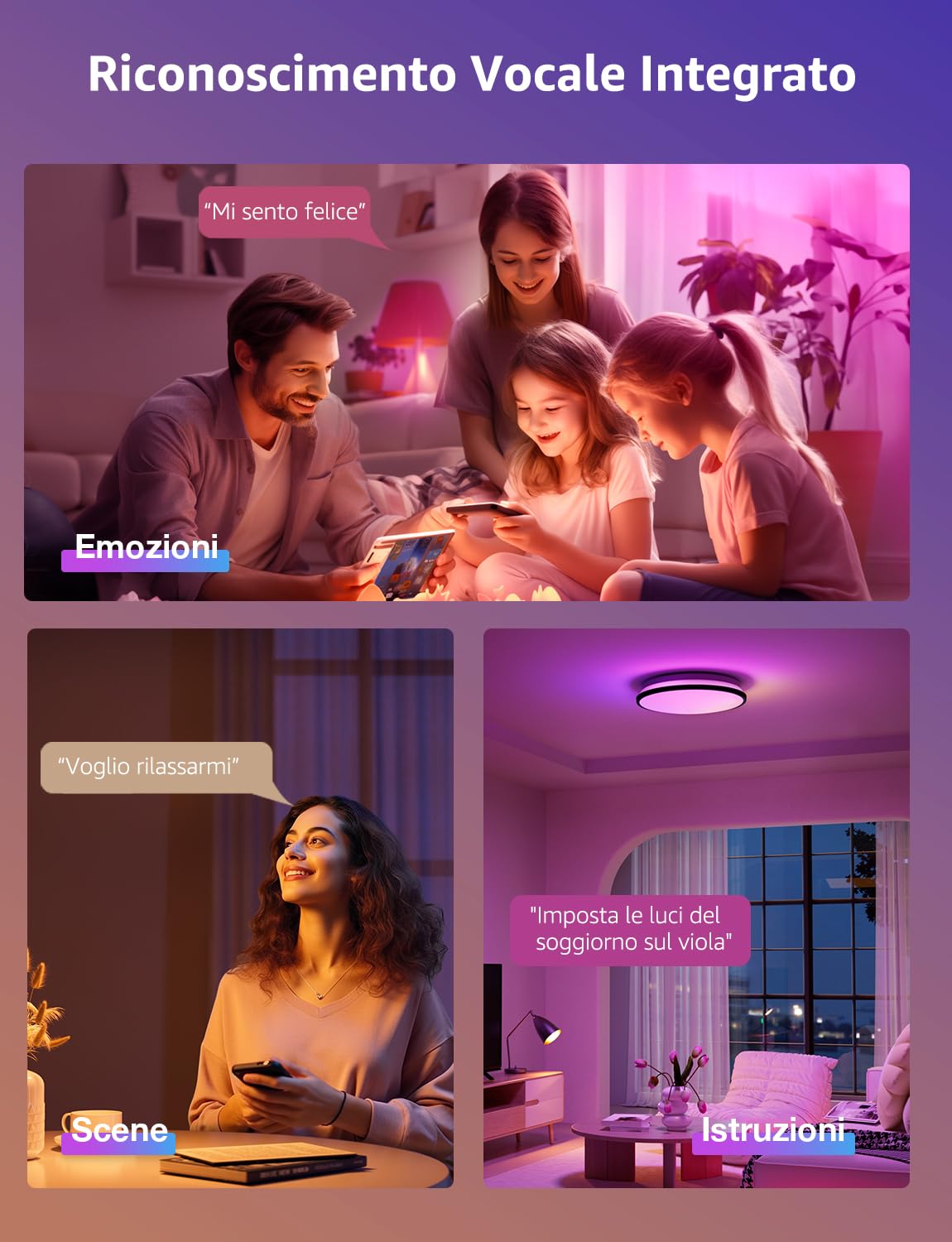 Lepro T1 AI Plafoniera LED Smart, 1800LM 24W IP44 Impermeabile | Progettista Illuminazione AI Personalizzato, Funziona con Alexa/Google Assistant, Connessione Wi-Fi/Bluetooth, Sync Musicale