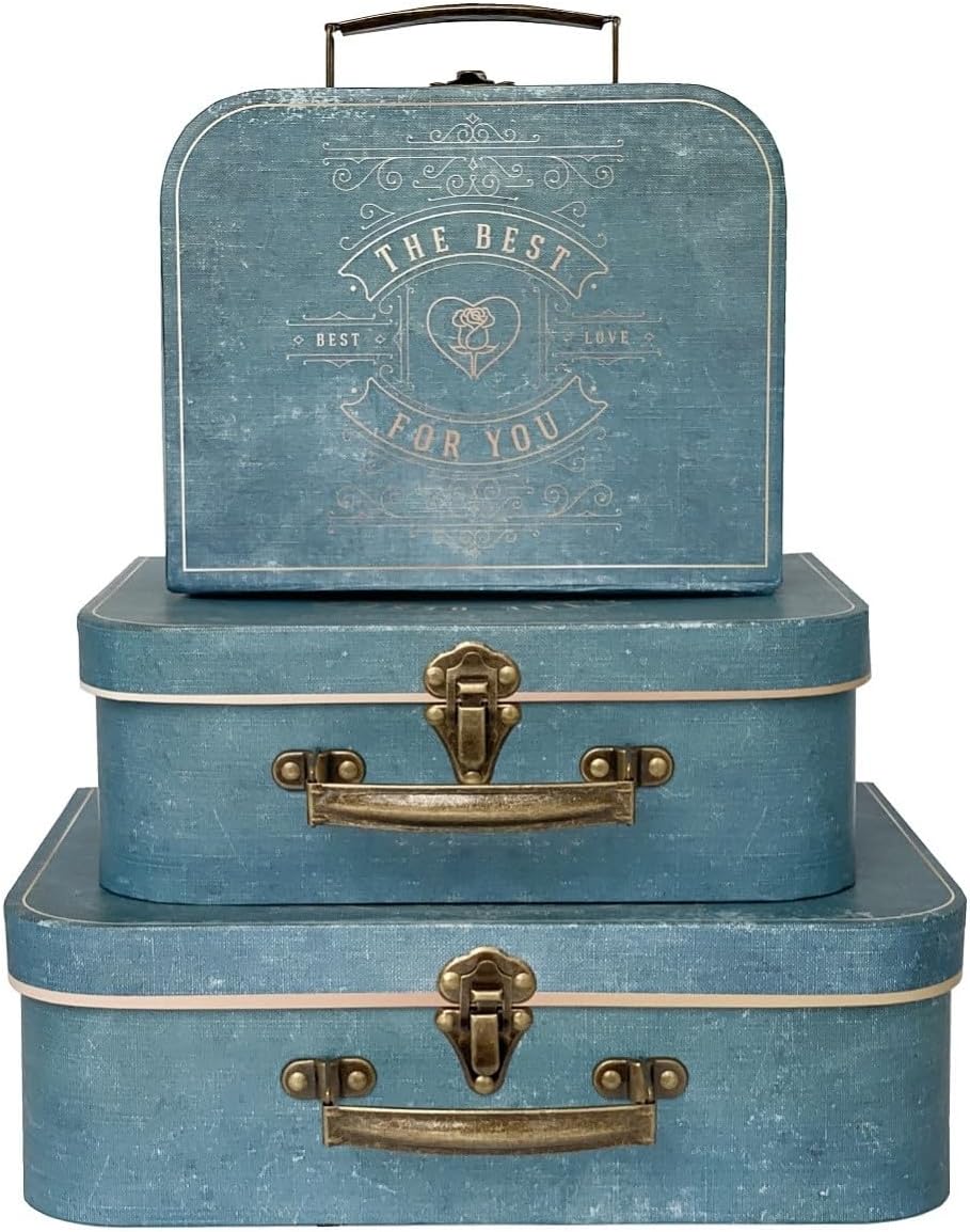 Paperboard Suitcases, Vintage Decorative Box Set of 3