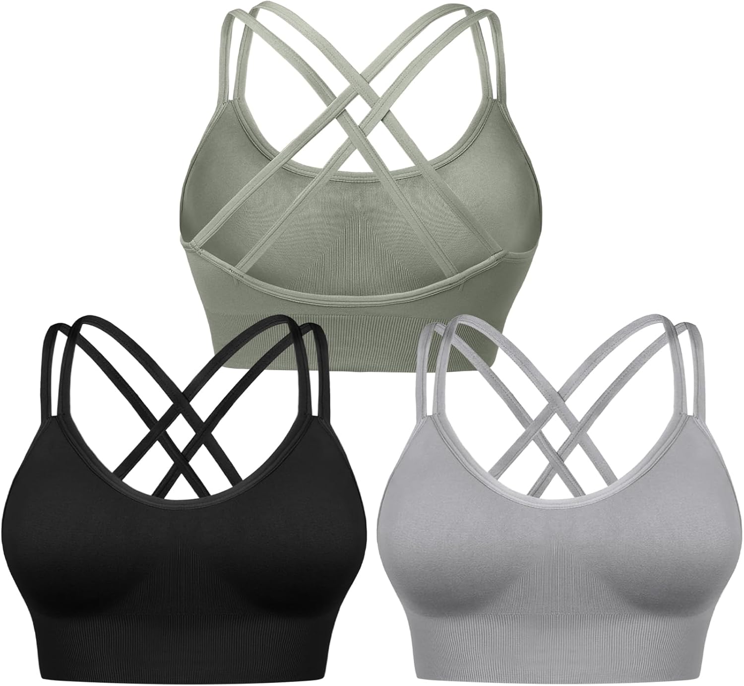 Sykooria Women's Sports Bra High Support Cross Back Yoga Bra Sexy Wireless Padded Bras Supportive Workout Tops with Padding