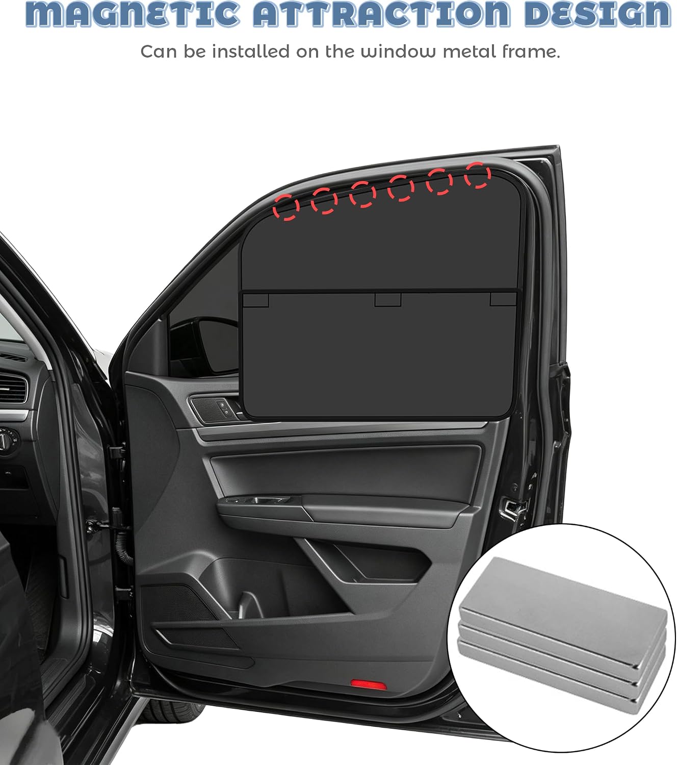 Car Window Shade,Car Accessories,Removable Magnetic Automotive Window Sunshades,Heat Protection Sun Block Windows Shades Covers,Suitable for Most Cars,Trucks,Sedan,SUVS (2PCS Front Window)