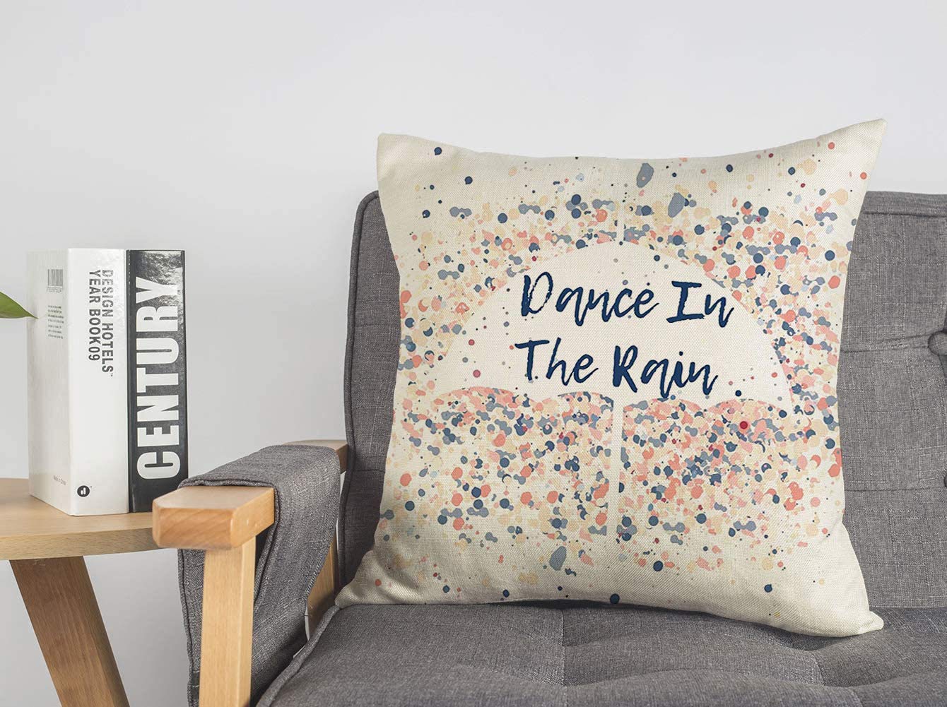 Pillow Case Dance Win in Texture Calligraphic Typographic Slogan Print Design Font Poster Type Wording Victory Linen Toss Soft Square Throw Cushion Cover for Couch Bed Lving Room 20 x 20 Inch