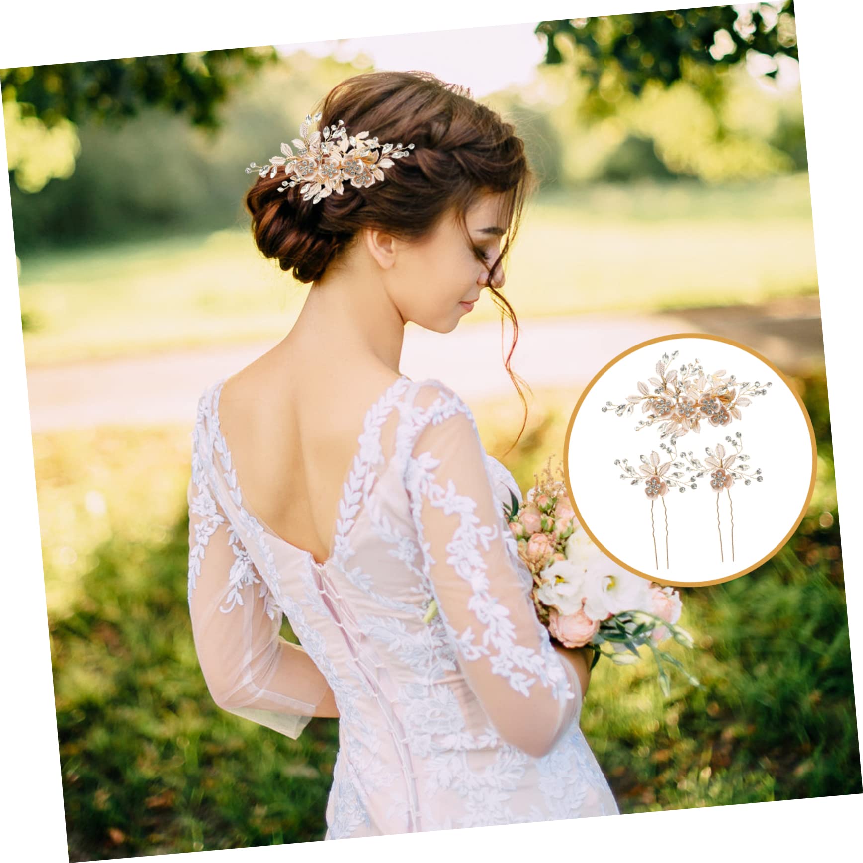 minkissy 3sets Accessori Per Sposa Fermagli Per Con Fiori e Perle Eleganti Gioielli Per Matrimonio Perfetti Per Cerimonie e Occasioni Speciali