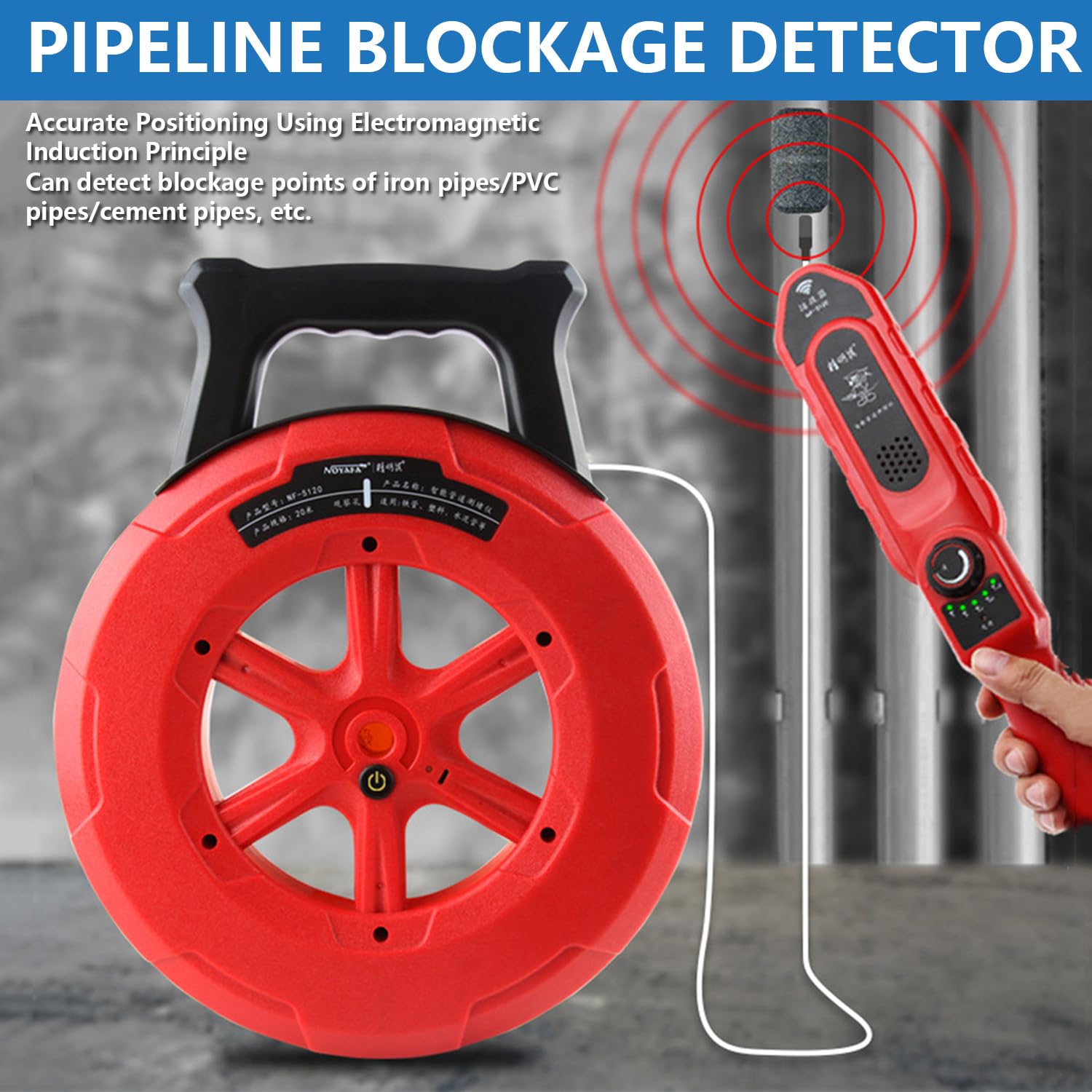Localisateurs De Tuyaux, Localisateur De Tuyau Eau, Profondeur De Détection De 40 Cm, Avec 7 Sondes étanches Et Bouton De Réglage De La Sensibilité, Convient Aux Tuyaux En Acier Et En Pvc 30M
