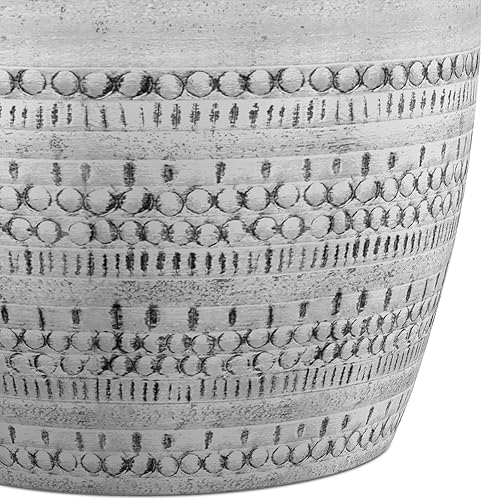 Miniatura 9 de SIMPLIHOME Johnsen - Mesa de metal, 15 pulgadas de ancho, con tambor de hierro macizo, color plata antigua con patrón tribal, mesa auxiliar redonda