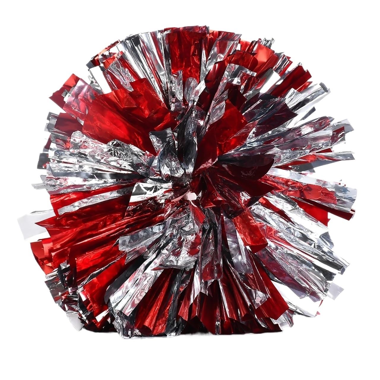 Glitter Metallic Foil Pompoms, 4pcs Cheerleading Pom Poms Multicolor(Red)