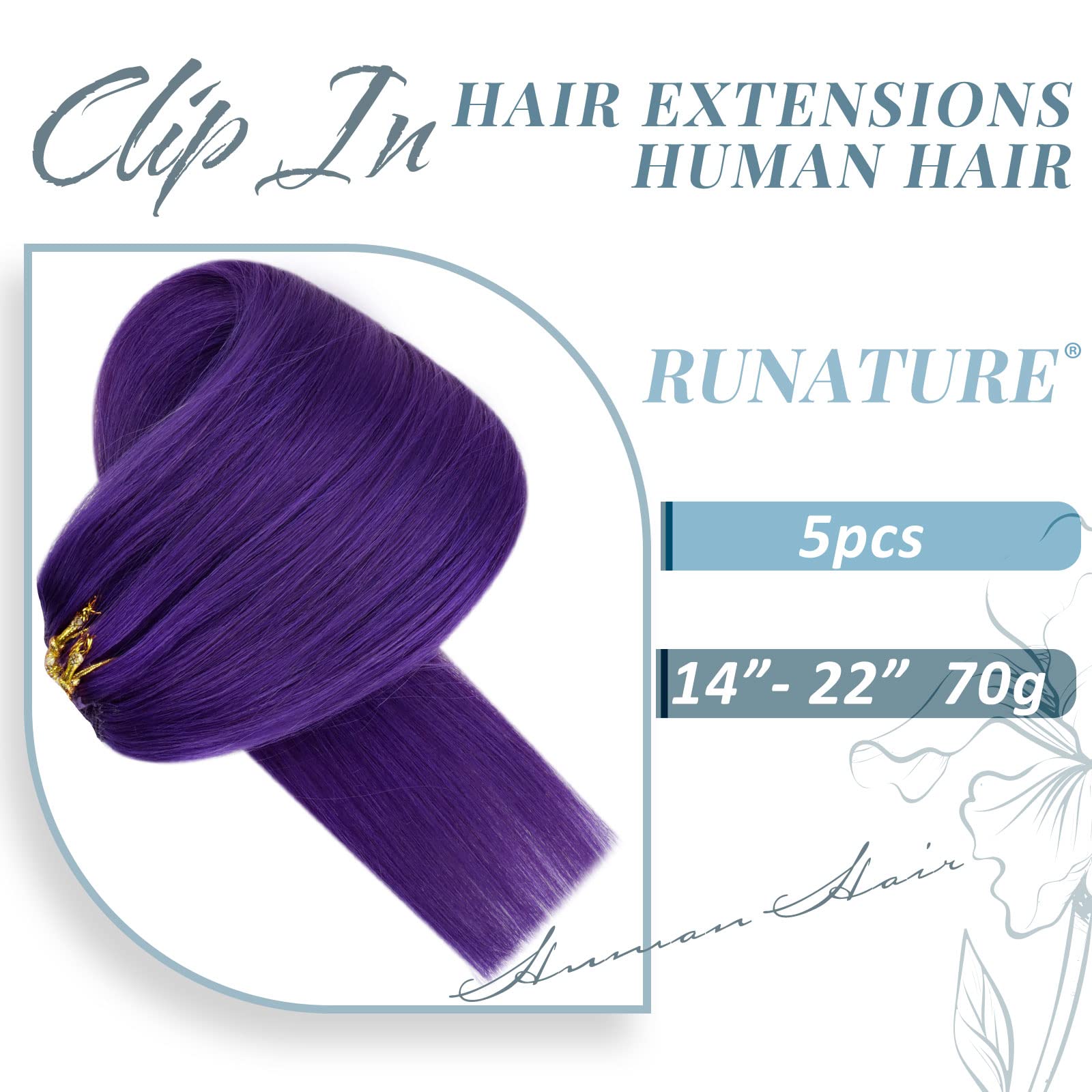 Purple Clip Ins PURPLE HIGHLIGHTS HUMAN HAIR EXTENSION CLIP-IN main image 3