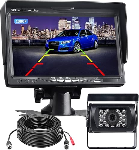 Miniatura 1 de Backup Camera System, Rear View Camera 7'' Monitor Kit FHD 1080P Back Up Camera for Car Truck RV Minivan Waterproof Night Vision, Dual Channel Easy