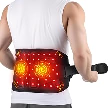 Cordless Heated Back Massager, 660nm and 850nm Red Light Heating Pad for Waist Belly Leg Body, Rechargeable Heated Back Support with Vibration for Back