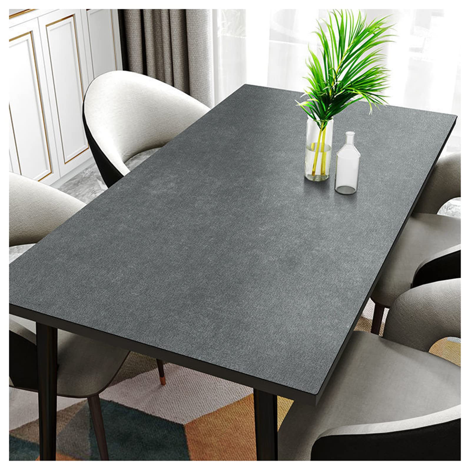 Tappetino da Tavolo da Pranzo Pelle, Sottomano Scrivania in Pelle, Tovaglia Rettangolare Antimacchia, Antiscivolo, Impermeabile, Grande Tappetino per Mouse, Tappetini Computer (Size:90×90cm,Color:F)