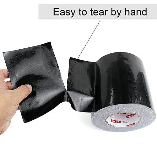 Miniatura 6 de Cinta adhesiva negra, rollo ancho, grado industrial, 5 pulgadas x 55 yardas (164 pies), 9 mil, resistente, impermeable, fuerte, flexible, sin