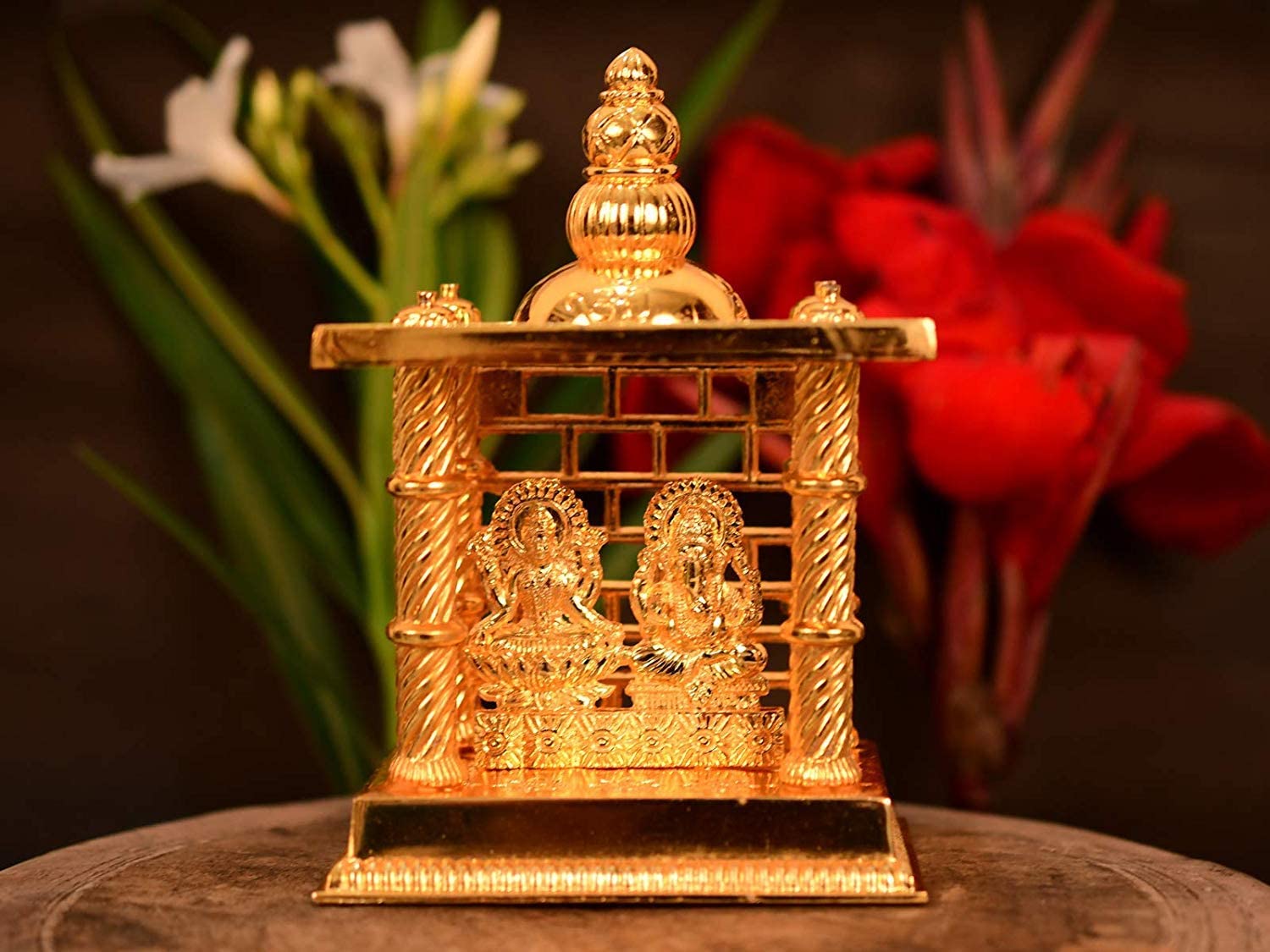 Puja N Pujari Gold Lakshmi Ganesh Temple Mandir for Diwali Pooja, Home Decor and Gift