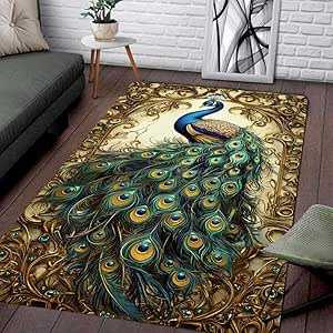 Amazon.com: Wonderful Peacock Area Rug - Fluffy Decorative Carpet for ...