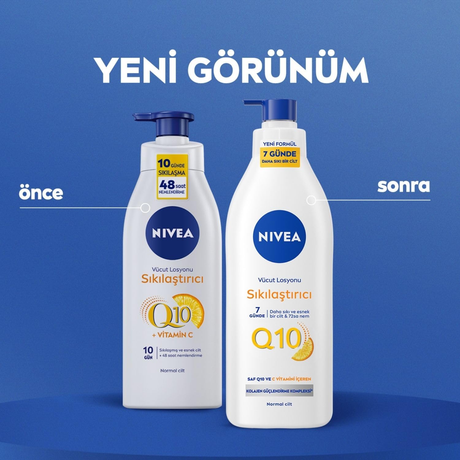 NIVEA Q10 Sıkılaştırıcı Vücut Losyonu 400 ml, 10 Günde Sıkı Cilt, 48 Saat Nemlendirme,C Vitamini,Kolajen,Normal Ciltler için Vücut Losyonu