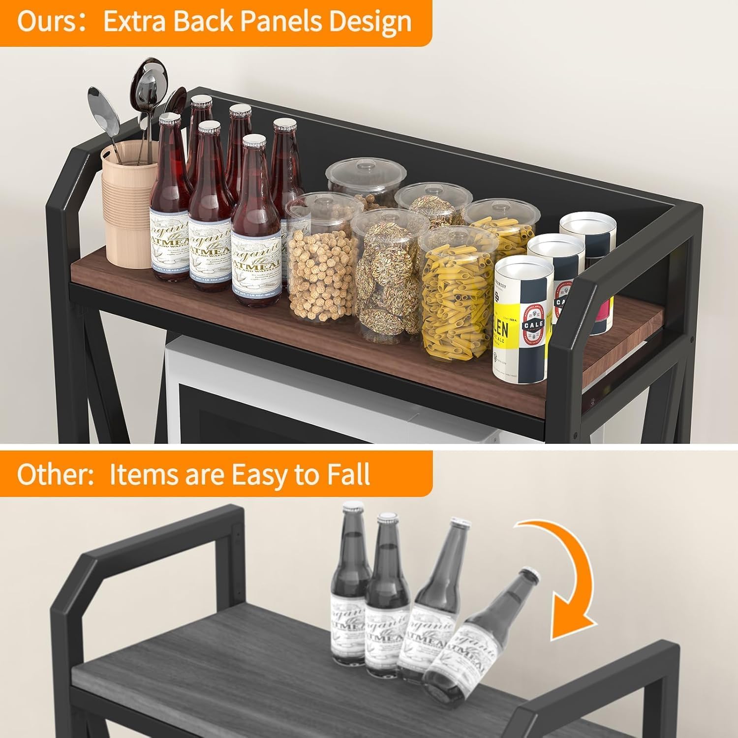 4-Tier Kitchen Bakers Rack, Tall Baker's Rack with Storage, Microwave Stand with Storage, with Adjustable Kitchens Shelves, Estantes para Cocina for Living Room, Garage, Kitchen, Balcony