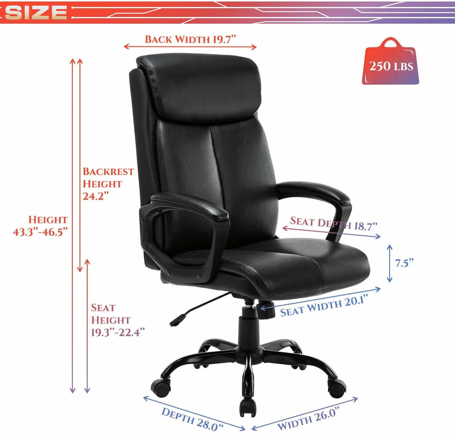 Office Chair High Back Office Chair Leather Swivel Task Chair Recliner with Rocking Function Desk Chair Gaming Chair