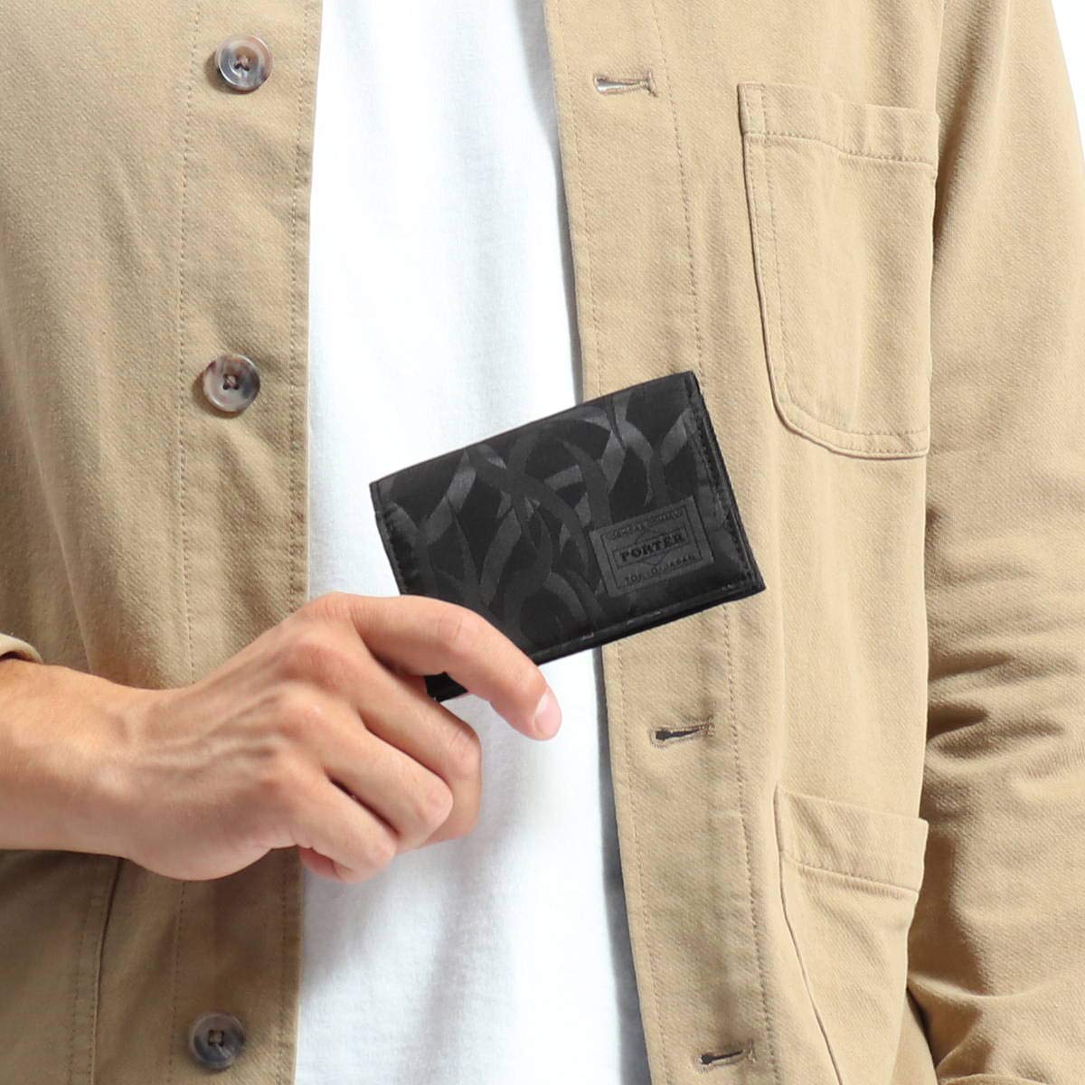 Porter Gili 886-16147 Business Card Case, Business Card Holder, Gili 886-16147, Men's, Women's, 10x Points, Easy Birthday Present, Gift Wrapping, Woodland Camo BLK (13)